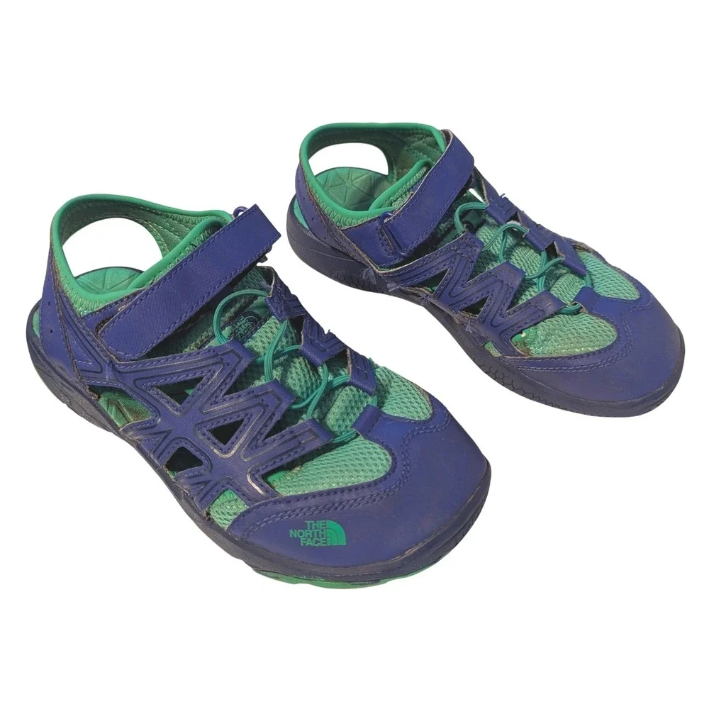The North Face Kids Youth Size 4 Hedgehog Sandal II Water Shoes Blue Green